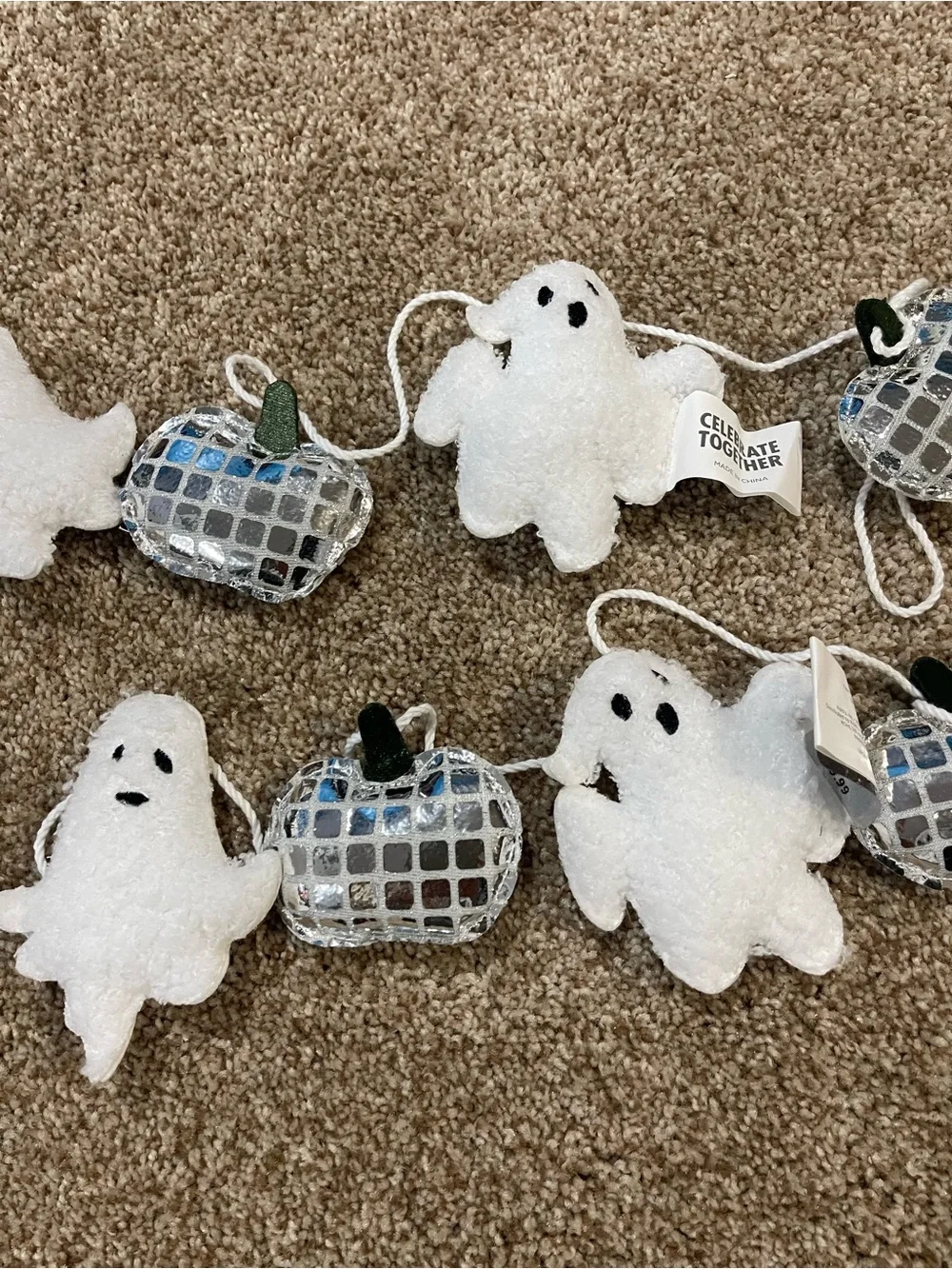 Holiday halloween White Ghost and Silver Pumpkin Garland new kohls